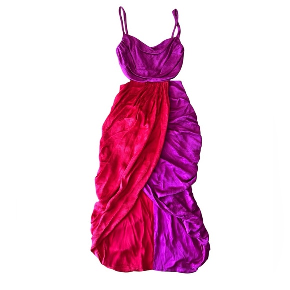 Amur 4 Persey Twist Strap Dress Raspberry Sorbet Red Purple Cowl Neck Ruched - Picture 2 of 7